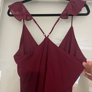 Maroon flutter sleeve tie dress
